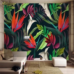 beibehang Custom Tropical plant flowers Photo Wallpaper Bedroom Living Room TV Backdrop papel de parede 3D Mural Wall paper roll