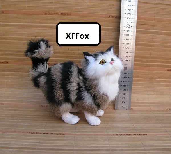 new real life black stripe cat model plastic&furs simulation standing cat doll gift about 17x8cm xf1335