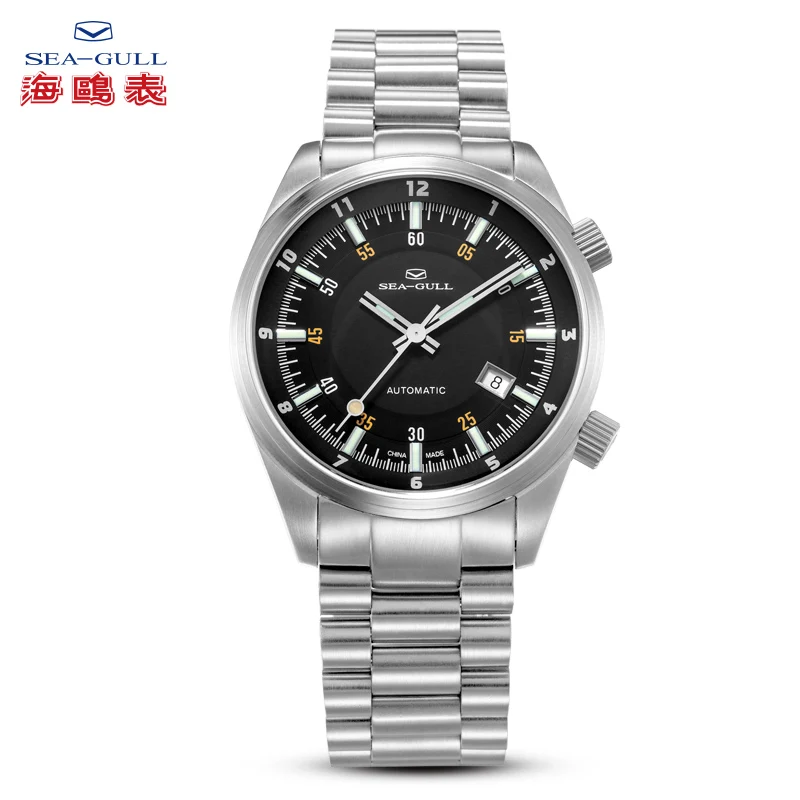 

Seagull Date Dual Time Zone GMT Luminous Hands ST2130 Movement Automatic Men's Watch 816.582 Black Dial