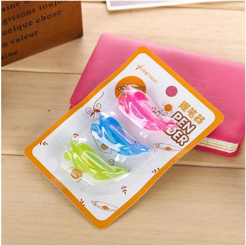 3Pcs Transparent Color Pencil Grips Dolphins For Children Primary School Students Pen Holder Corrective Writing Posture Gesture