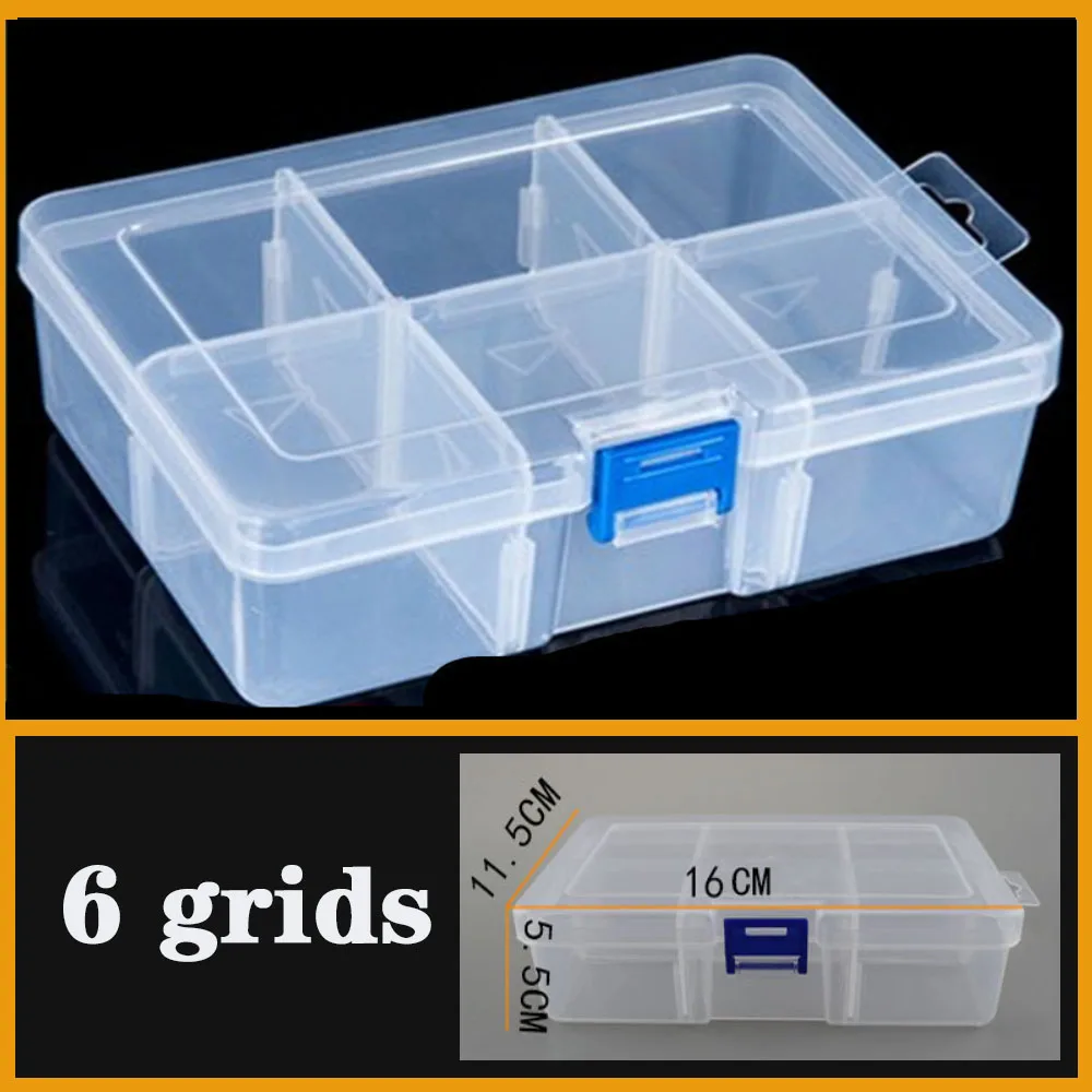 Multi Grids Plastic Detachable Storage Boxes Bins for Tools&Jewelry&Fishing Gear Screw Desk Organizer big 6 grids plastic box