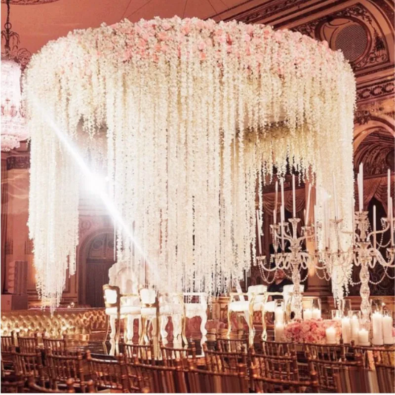 Elegant 1 m each string White Wedding Supplies Orchids Flower Vine Fashion Wisteria Garland for Party Garden Decoration