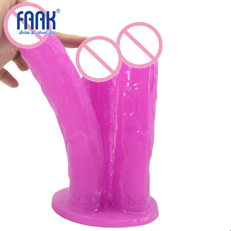 FAAK 3 Penis Triple Dildo for Female&Lesbian Sex Party Masturbation,3-end Cock Sex Products,No Smell Sex Toys for Women