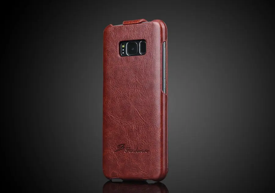 Genuine Leather Vertical Flip Cover Case for Samsung Galaxy S25 Edge S22 S23 Plus S24 Ultra with Free Gift Screen Protector