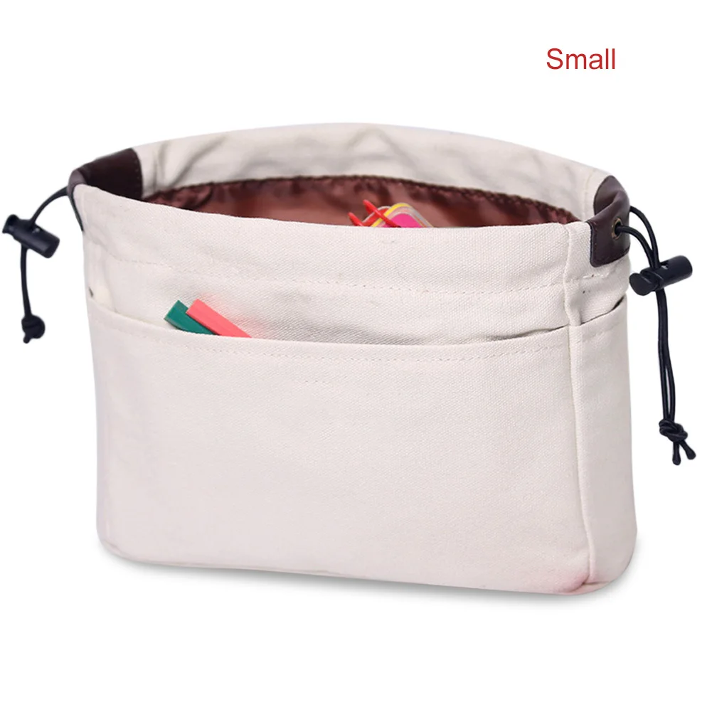 Bolso organizador de lona con compartimentos para maquillaje, bolsa de almacenamiento de viaje, impermeable, de gran capacidad, Color sólido