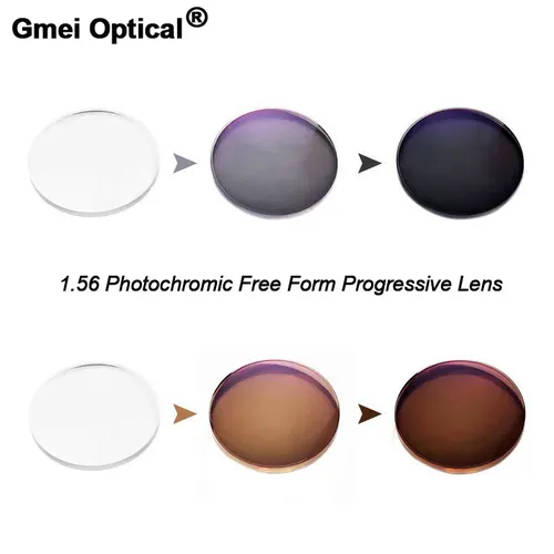 Imagen 2 del producto 1,56 lentes fotocromáticas graduadas multifocales ópticas progresivas de forma libre rendimiento de cambio de Color rápido y profundo