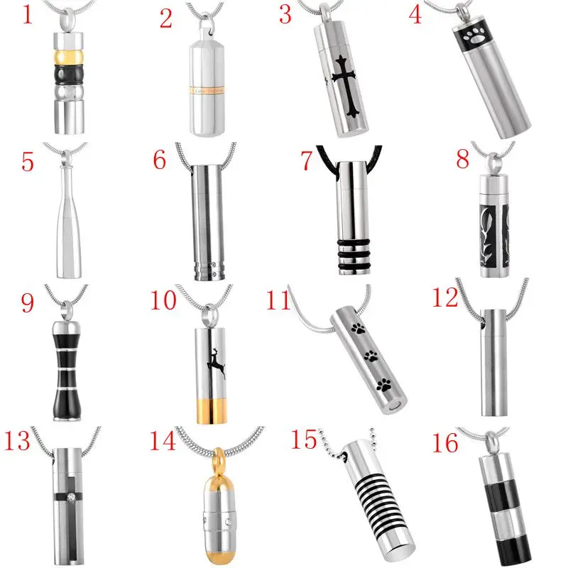 

316L нержавеющая сталь урна сувенир ювелирный цилиндр флакон духов Подвески ожерелье открывающийся пепел урна Мемориал ювелирные изделия