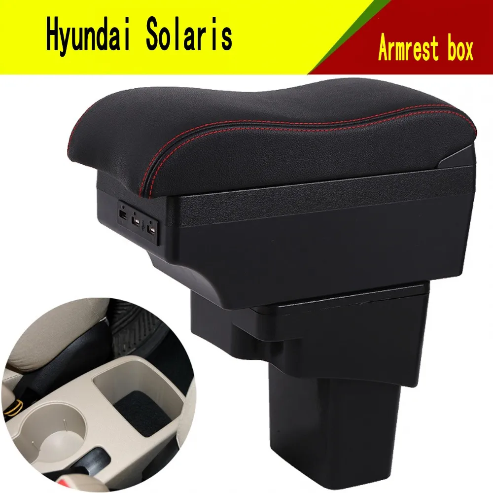 

For Car Hyundai Accent RB Solaris Armrest Box Car Center Console Storage Space Case Elbow Rest with Cup Holder USB Interface