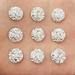 Artesanato 40 Uds 12 mm de superficie mineral plana redonda resina manualidades DIY D679