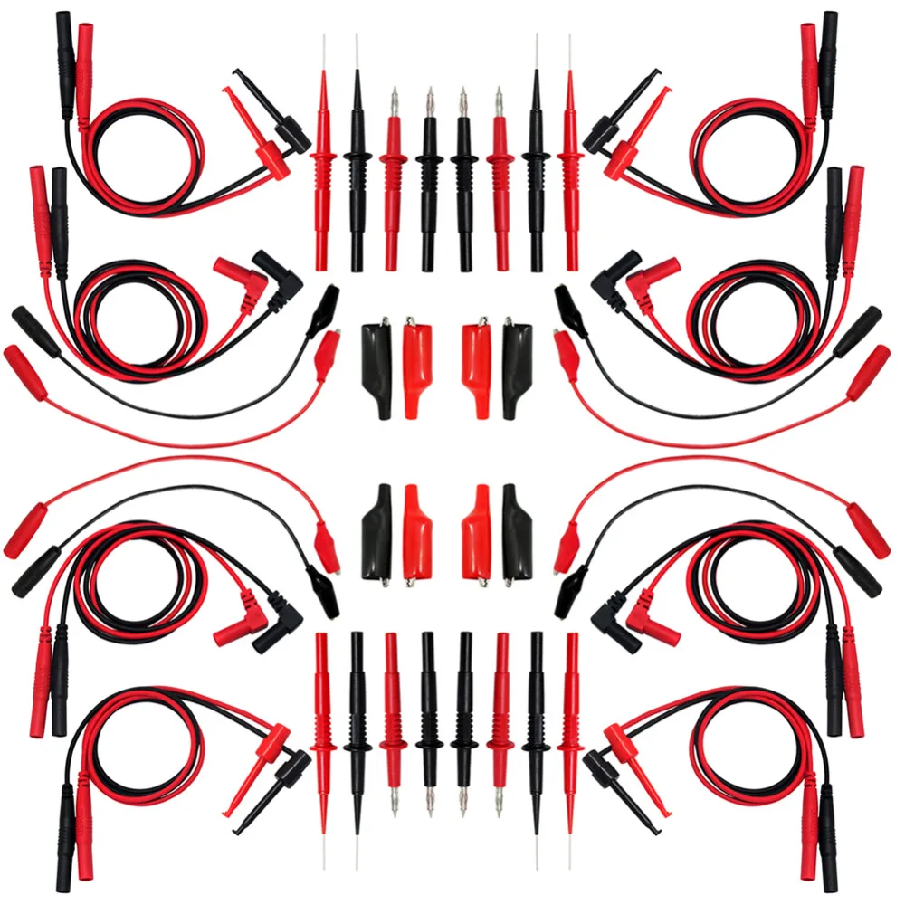 AideTek needle tipped tip test leads set for multimeter Four alligator clips with removable insulator 4TLP20158