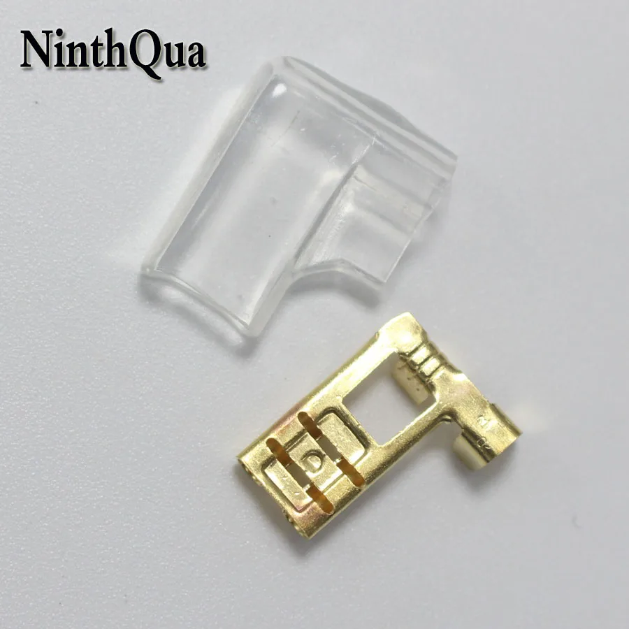 20sets Copper 6.3 Crimp Terminal with Case 6.3mm Insulated Spring Connector Right Angle Female Cold Terminal