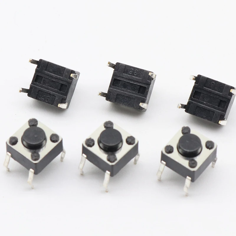 50 stks/partij 6x6x4.3 MM 4PIN G89 Tactile Tact Drukknop Micro Schakelaar Direct Plug-in Self-reset DIP Top Koper