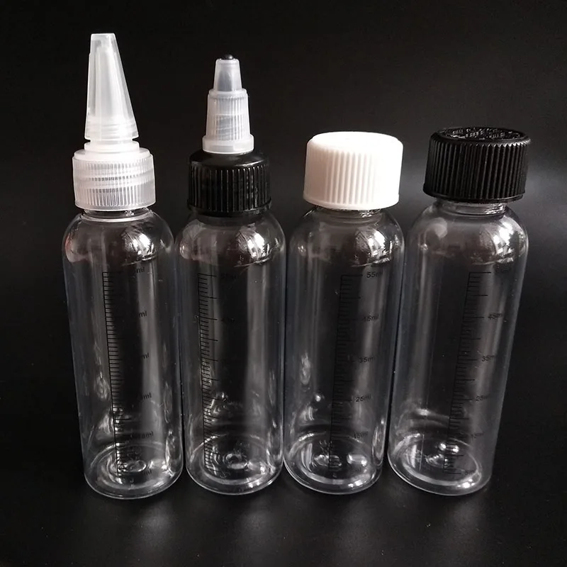 Plastic HUISDIER 60 ml 120 ml E Vloeibare meting Fles Afstuderen Schaal Water Hervulbare Fles met Kindveilige Twist Off Caps