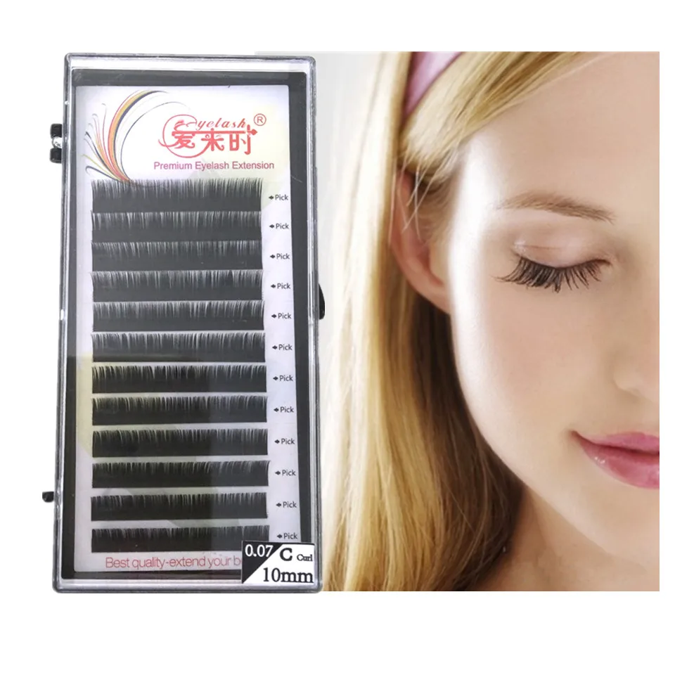 NEWCOME 12 Line Individual Eyelash Extension All Size B C CC D Natural Faux Mink Lash Extension Supplies Cilia 0.03-0.25