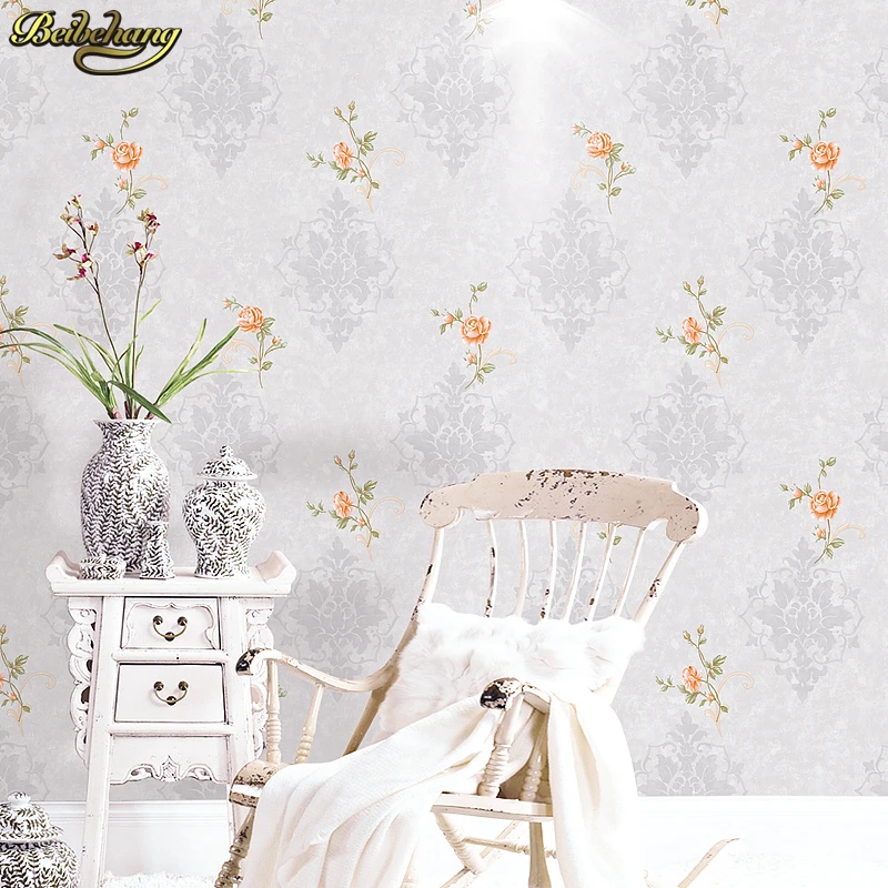 beibehang Bedroom American pastoral warm pastoral small floral living room 3D waterproof scrubable PVC green wallpaper