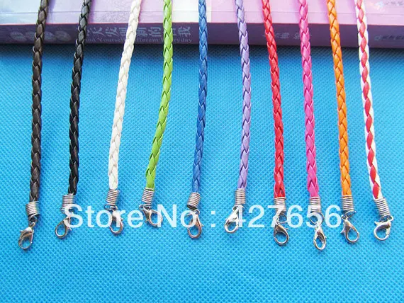 

15pcs 4mm Faux Braid Leather Bracelet Cord,1.8inch Extender Chain,12x7mm Lobster Clasp,DIY Accessory Jewelry Making