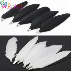 OlingArt Natural feathers 70MM 12pcs/lot black and white women choker necklace DIY Jewelry Making Straps Keychain Pendants 2019