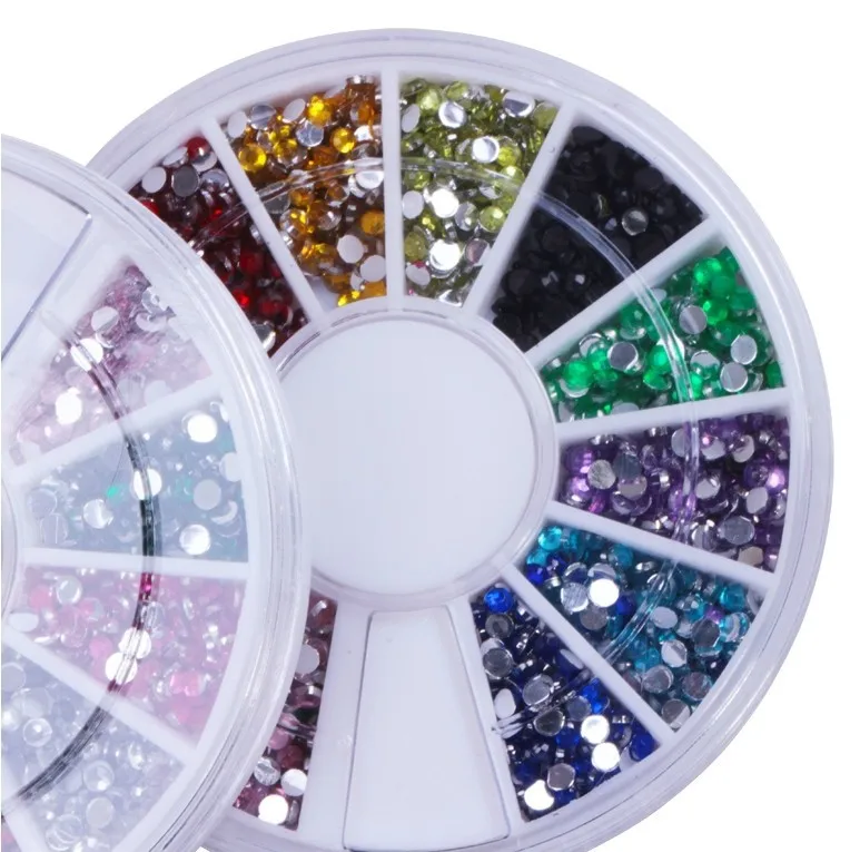 Juego de Herramientas para decoración de uñas, 12 colores, diamantes de imitación, cristal, envío gratis