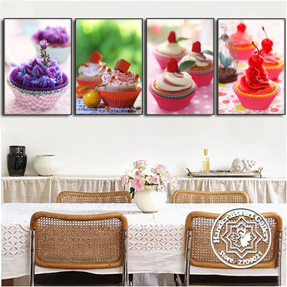 5D Diy Diamond Embroidery Painting Cup Cakes Bead Patterns Full Drill Rhinestones Square Mosaic Crystal  Cross Stitch Needlework