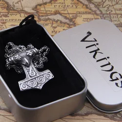 Dropshiping new arrival stainless steel Viking Raven Mjolnir thor hammer rune pendant necklace men gift