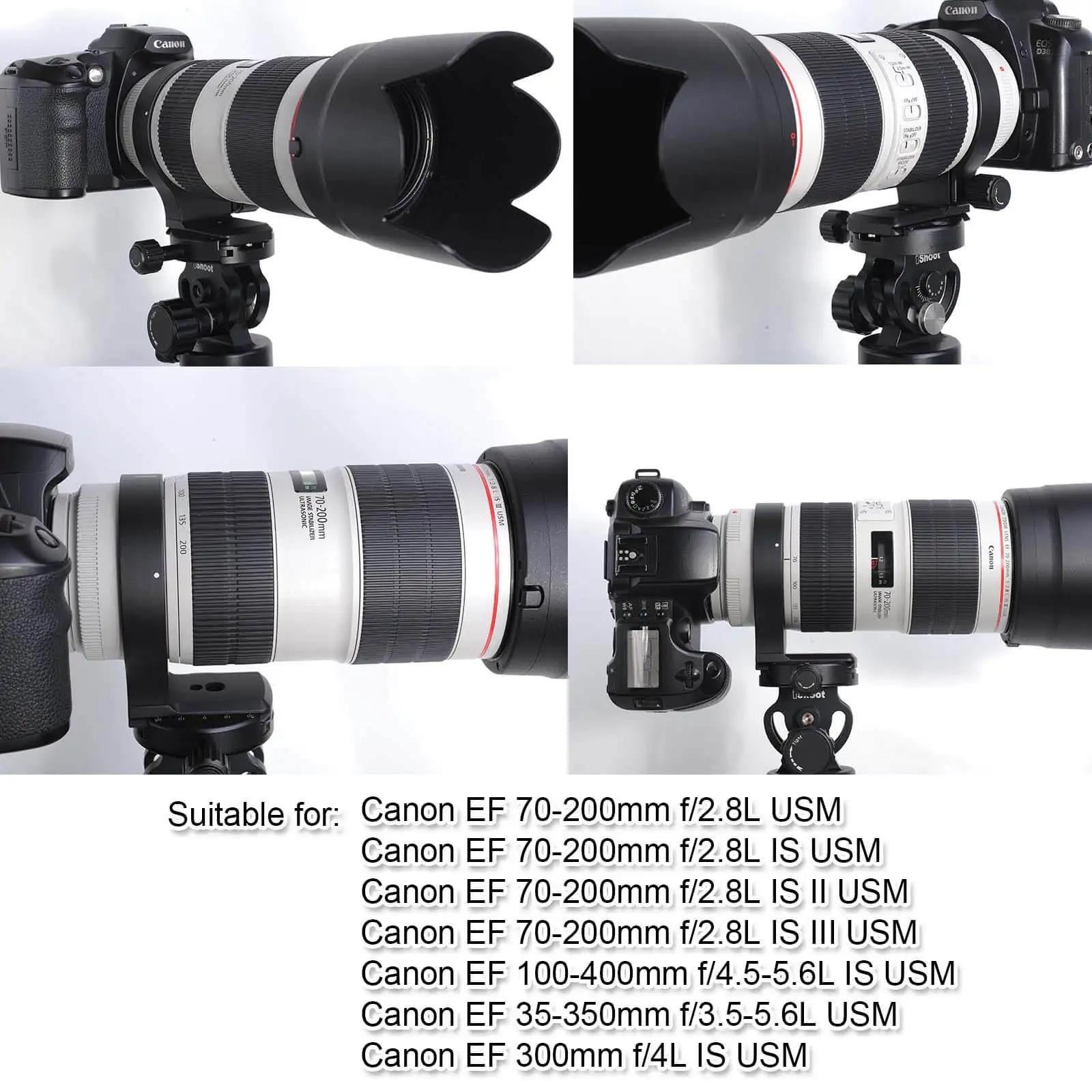 Metal Lens Support Collar Tripod Mount Ring for Canon EF 100-400 F/4.5-5.6L IS USM, 300 F/4L IS USM, EF 70-200 f/2.8L IS III USM