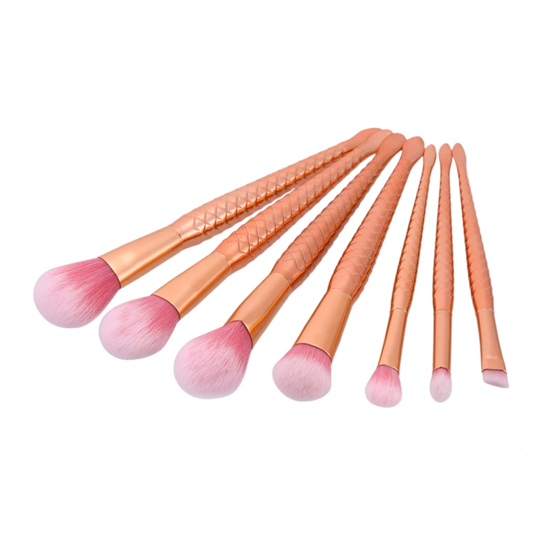 7 pcs Mermaid Makeup Brush Fish Scale Fishtail Powder Foundation Bottom Blush Cosmetic Tool Makeup pincel maquiagem