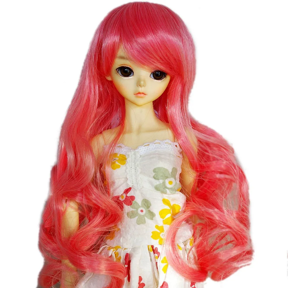 

[wamami] 97# Pink Long Wave Wig For 1/4 MSD AOD DOD DZ BJD Dollfie 7"-8" Inch