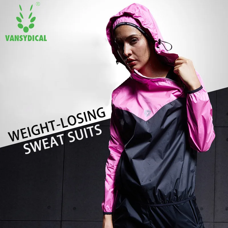 Vansydical 2020 Weight Losing Running Set Sports Suit Running Sweat Pants  Fitness Gym Running Jackets Sportswear Sauna Suits