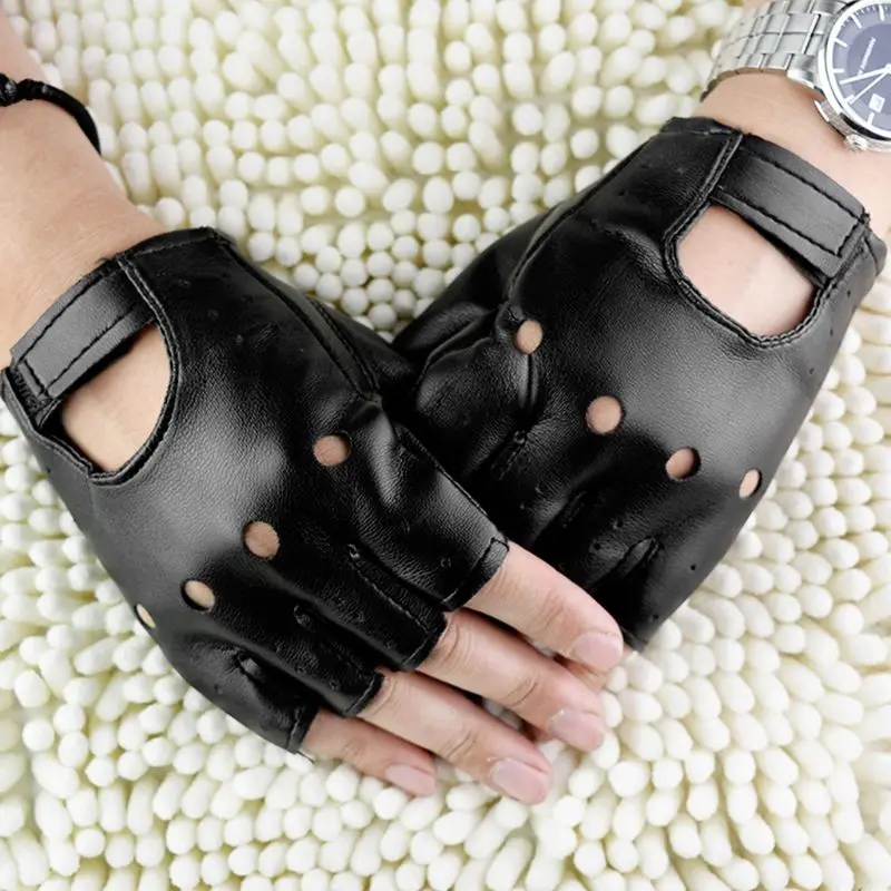 Guantes de invierno para hombre de piel sintética antideslizantes guantes sin dedos mitones de muñeca