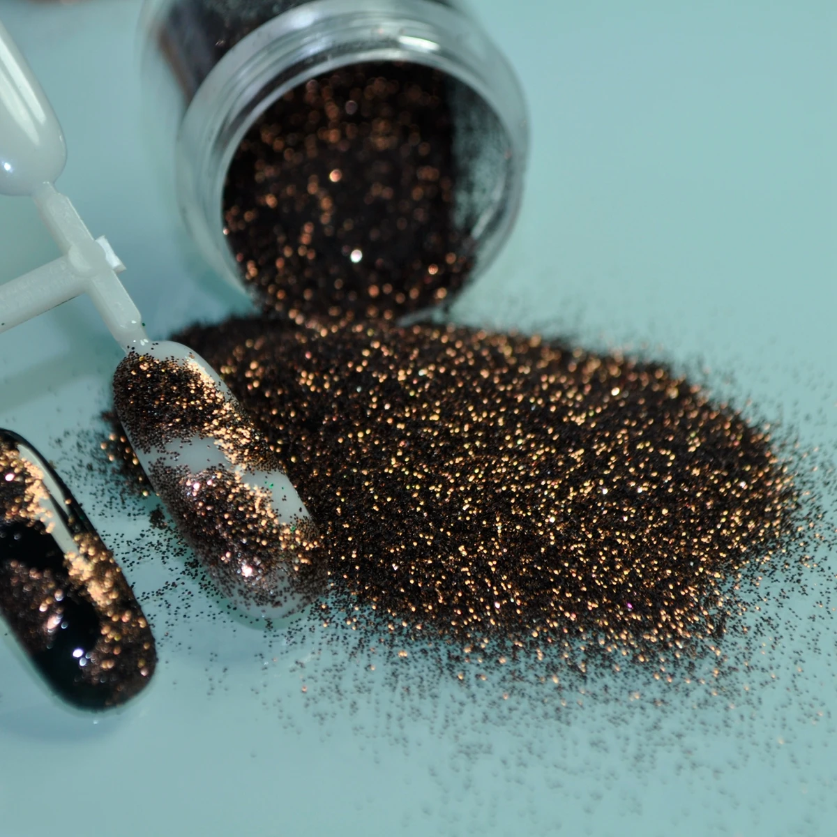 1 box= 5.5g Shimmer Light Coffee Brown Nail Acrylic Glitter Powder Bligh Pure Dark Brown Color in Clear Jar N65