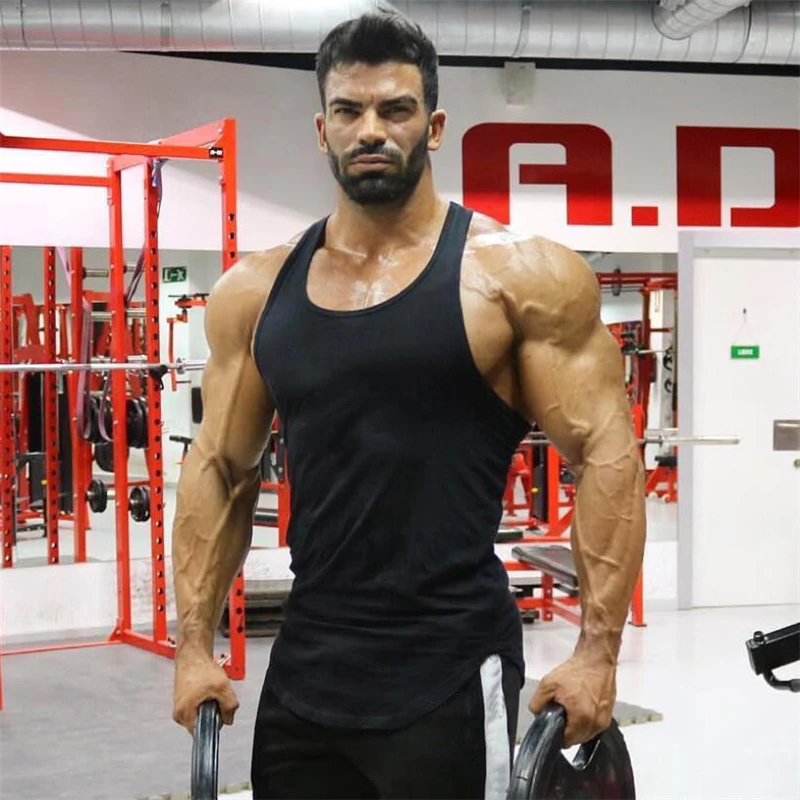 Muscleguys Mens Sleeveless Tank Tops Summer Solid Cotton Male Gyms Tank Tops Bodybuilding Clothing Undershirt Fitness tank tops