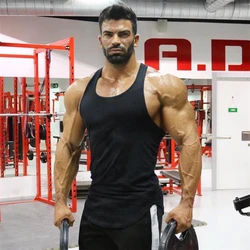 Muscleguys Mens Sleeveless Tank Tops Summer Solid Cotton Male Gyms Tank Tops Bodybuilding Clothing Undershirt Fitness tank tops