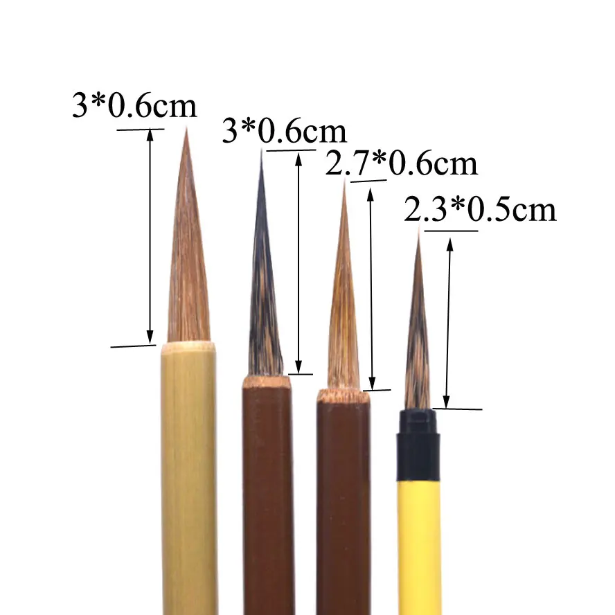 Juego de pinceles de caligrafía para pintura china, pincel de pelo de tejón de comadreja para pinceles finos, suministros de Pintura Realista, 4 unids/set