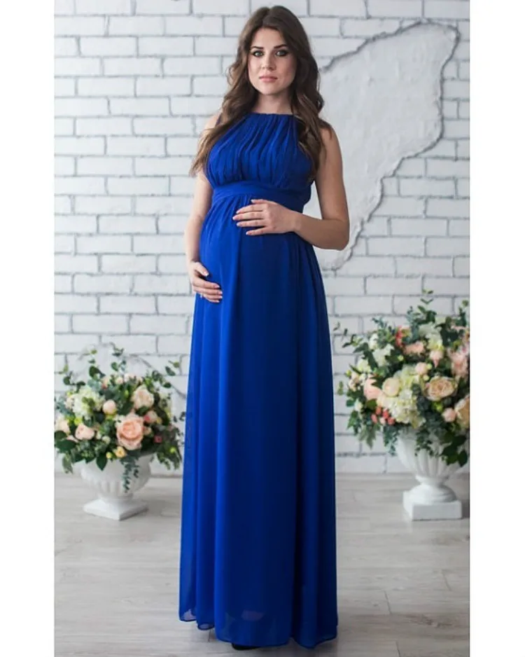 Chiffon Pregnant Long Dress Women Casual Long Sleeve Evening Party Long Maxi Maternal pregnancy dresses DS19