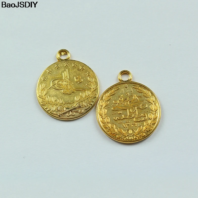 (JM943) Wholesale 22mm Antique Bronze/Champagne Gold /Antique Silver /Silver color Coin Alloy Flat Charms Pendants 10 pieces
