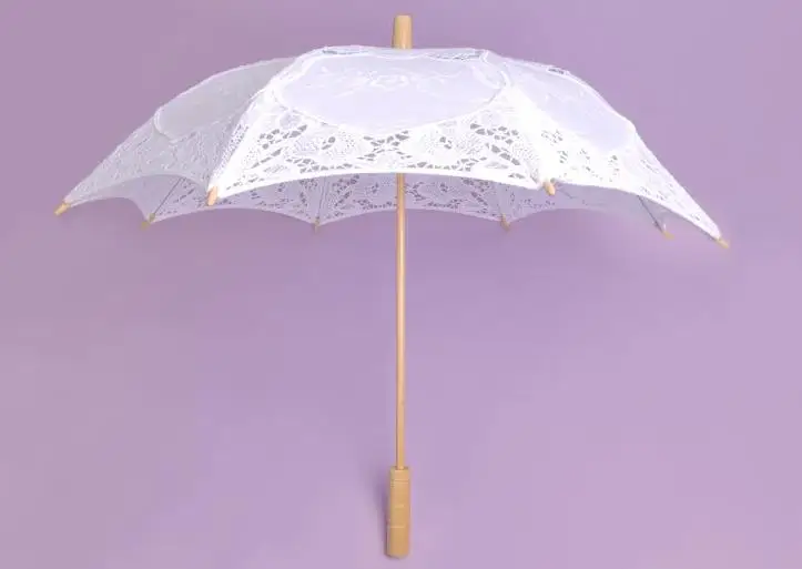 

Vintage Lace Parasol Wedding party Decoration White Craft Umbrellas Sunshade 8 ribs festive supplies wholesale GIFT