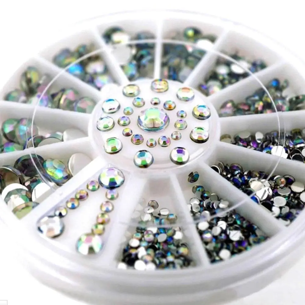 Biutee Nail Decoration Rhinestone 5 Sizes Silver Multicolor Acrylic Nail Art Decoration Glitter Nail Rhinestones Nail Tools