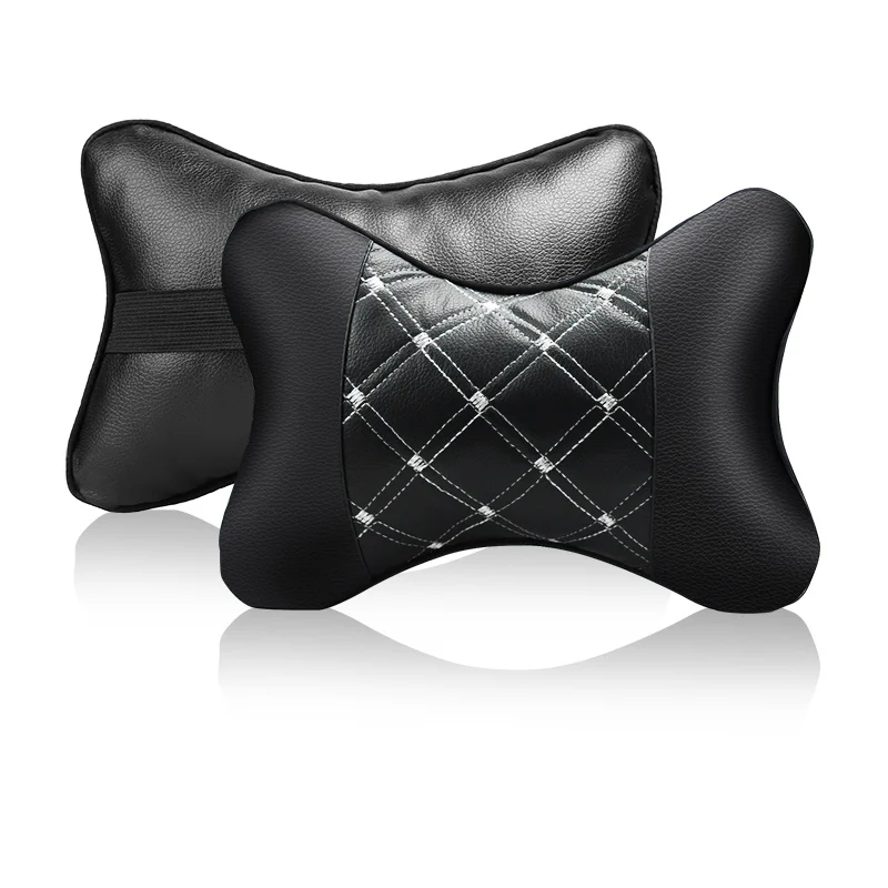 2024 New Mini All PU leather car neck pillows comfortable universal Auto Seat Head Neck Rest Cushion Headrest Pillow Pad