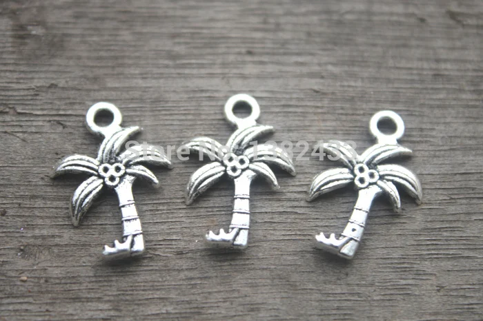 25pcs--Palm Tree charms, Antique Tibetan silver coconut palm charm Pendants, Life Tree, coconut tree, 22x16mm