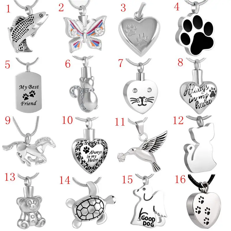 

316L Stainless Steel Pet Cremation Jewelry Animal Memorial Urn Pendant Necklace Keepsake Jewellery for Funeral Cremains Casket