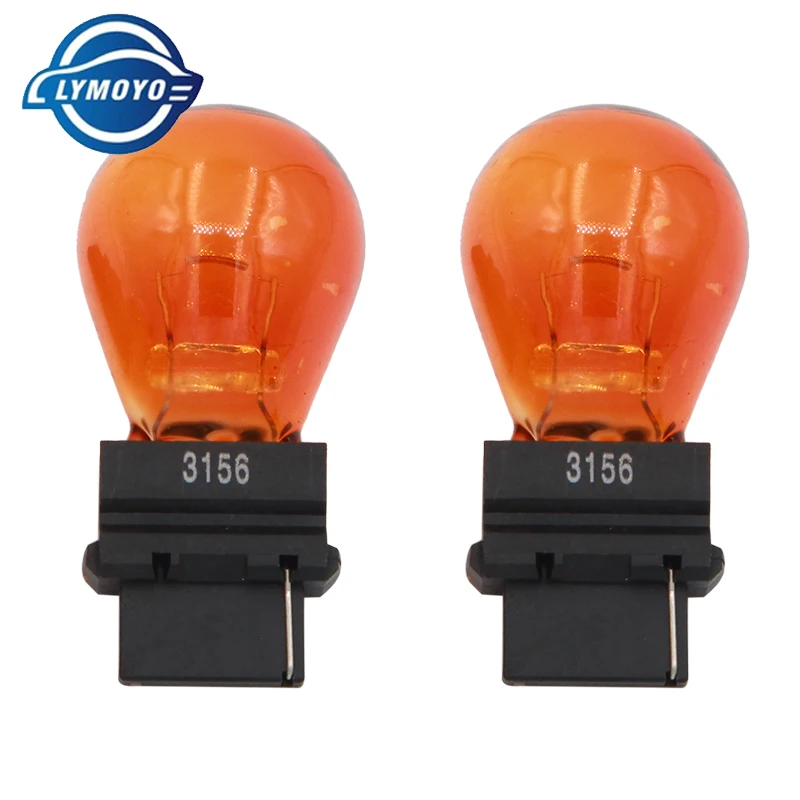 LYMOYO 10pcs T25 3156 3157 P27W 12V 27W clear car external Turn signal Lights bulb halogen lamp drl high quality Amber white