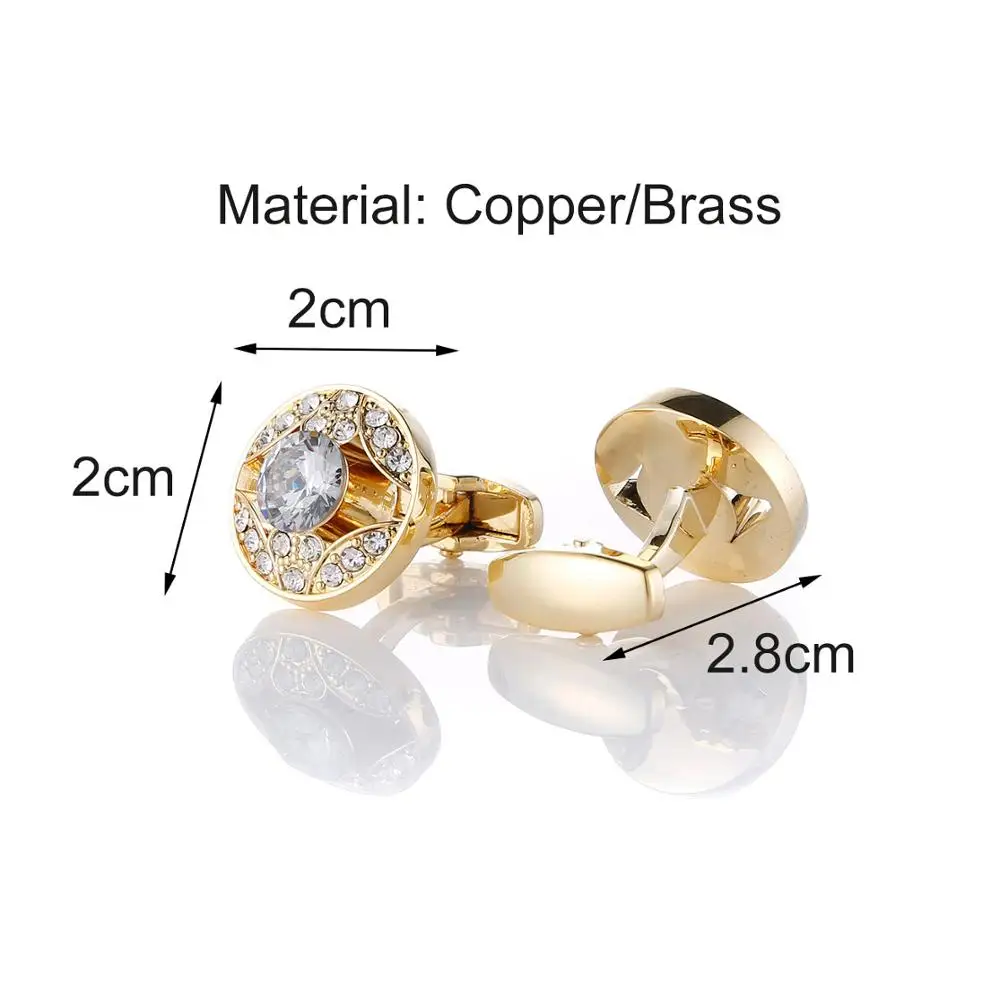 Luxury Golden Man Cufflinks With Crystal French Shirt Sleeve Buttons Wedding Groom Jewelry Accessories Favors Gift