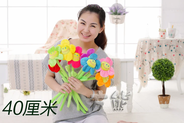 

10 pieces a lot beautiful sunflowers plush muti-colour sunflowers about 40cm 0292