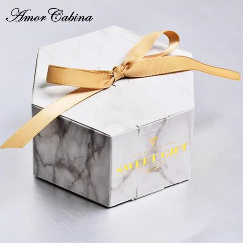 50pcs Creative silver grey marble pattern candy box wedding like party supplies baby shower thank you gift box decoration