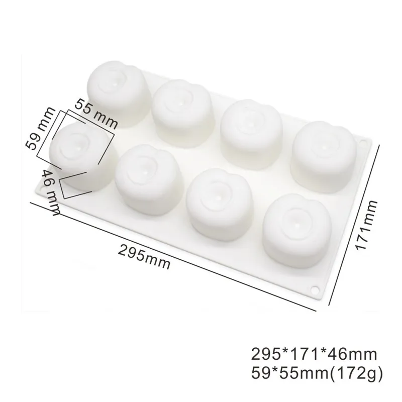 SHENHONG Silicone Cherry Mold 8 Holes Peach 3D Cake Moulds Mousse For Ice Creams Chocolates Pastry Bakeware Dessert Art Pan
