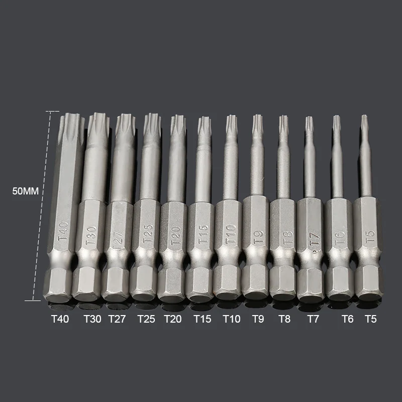 12pcs Screwdriver Set Screwdriver Tools 50mm Installed 50mm SEALS St5-t40 Torx Magnetic Plum Batch Head Screwdriver Bit