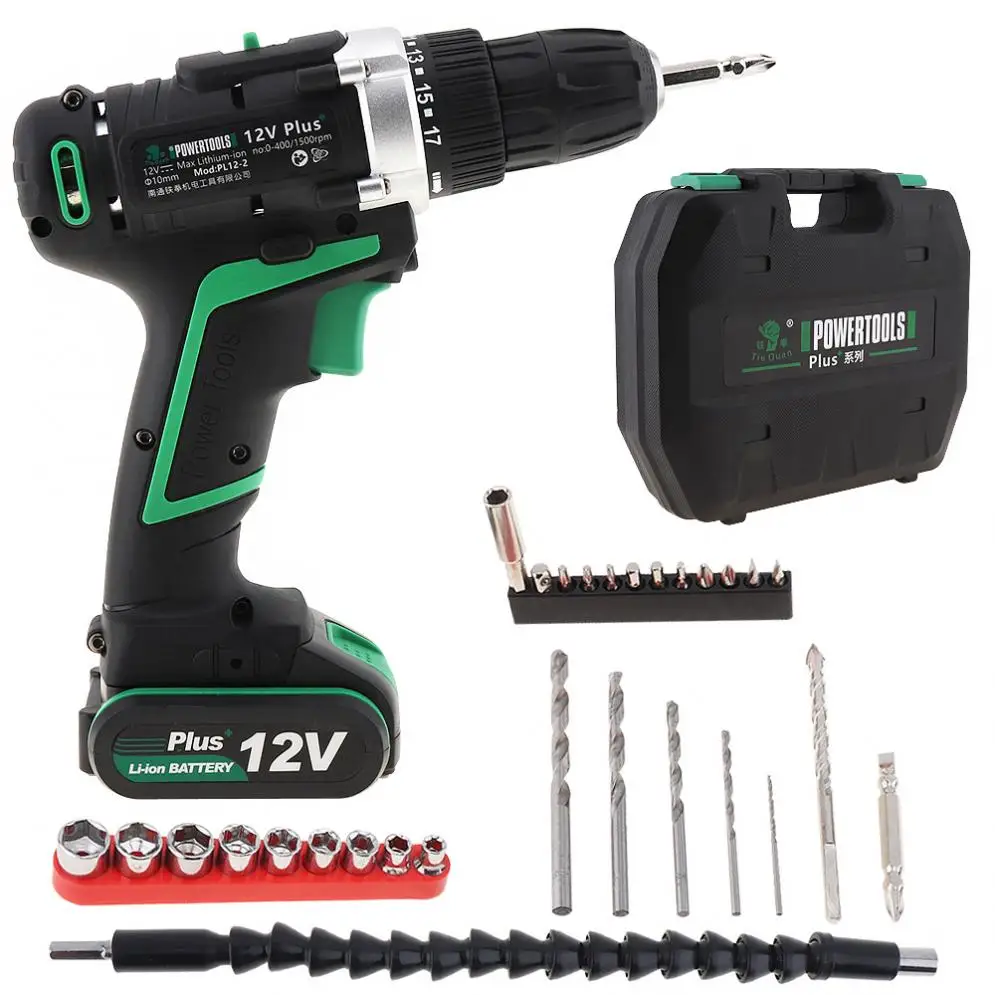 

100 - 240V Cordless 12V Electric Drill / Screwdriver with Plastic Box And Switch 29pcs Set for Handling Screws / Punching