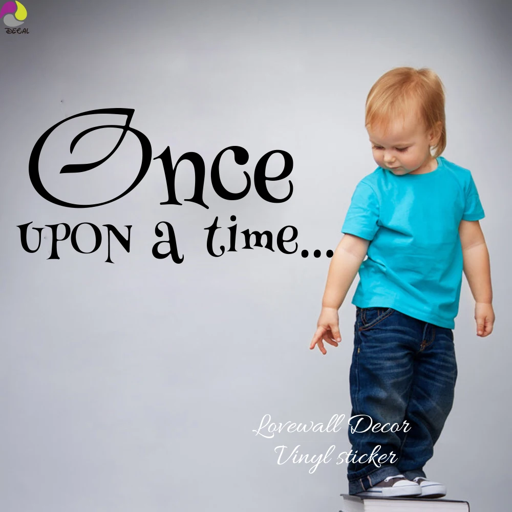 Once Upon a Time Library Quote Wall Sticker Baby Nursery Kids Room Inspiration Motivation Quote Wall Decal Vinyl Home Decor