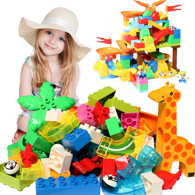 Big Size Marble Race Run Building Block  Assembly Blocks Figures Bricks Slide Parts Accessories Toy for Children Kids Gift