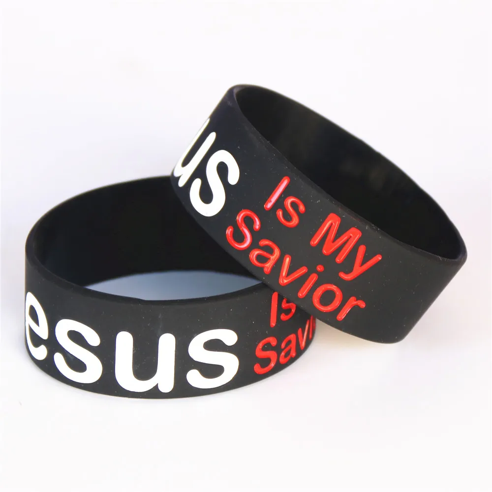 

25PCS Famous Jesus Is My Savior Silicone Wristband Wide Black Rubber Silicone Bracelets&Bangles Reminder Gifts Wholesale SH111